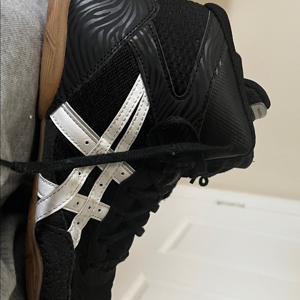 ASICS Black and White wrestling shoes